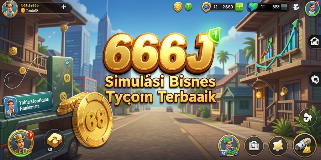 Screenshot utama 666J menunjukkan gameplay menarik di dunia bisnis Tycoon.