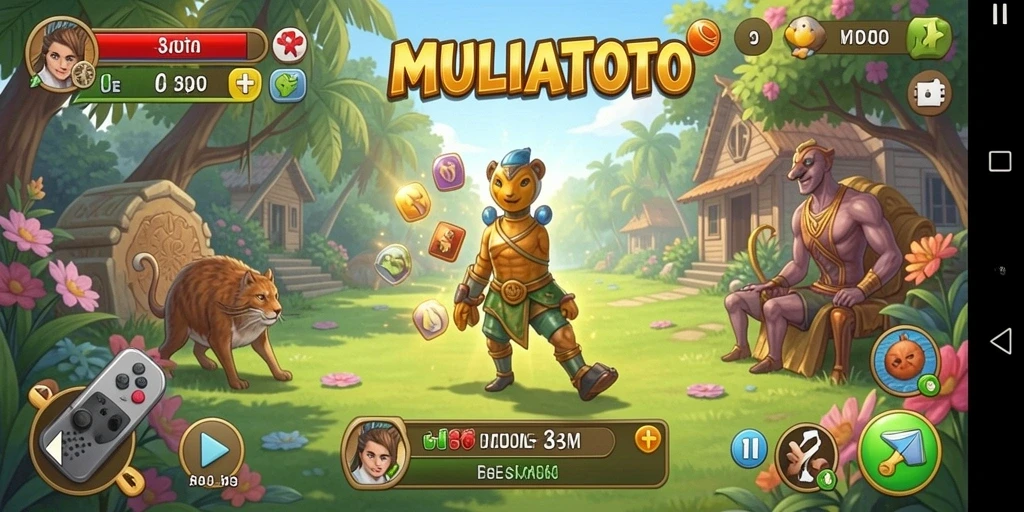 Tampilan gameplay MULIATOTO yang menarik dan penuh warna.