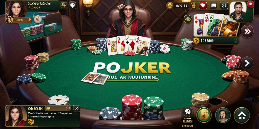 Screenshot gameplay OKJK menunjukkan momen seru permainan Poker.