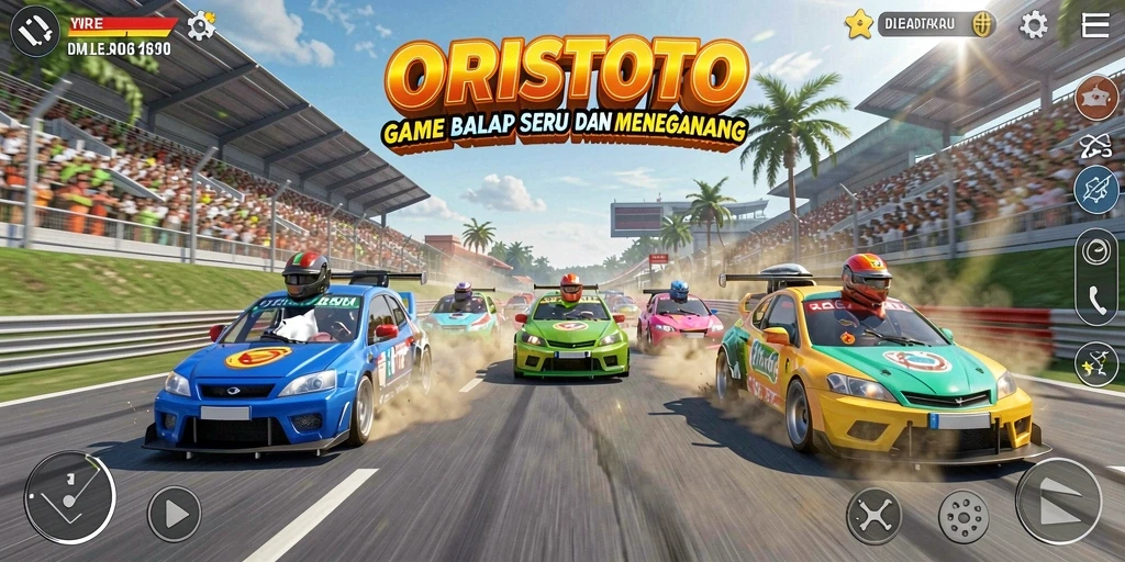 Tampak seru gameplay ORISTOTO saat balapan intens.