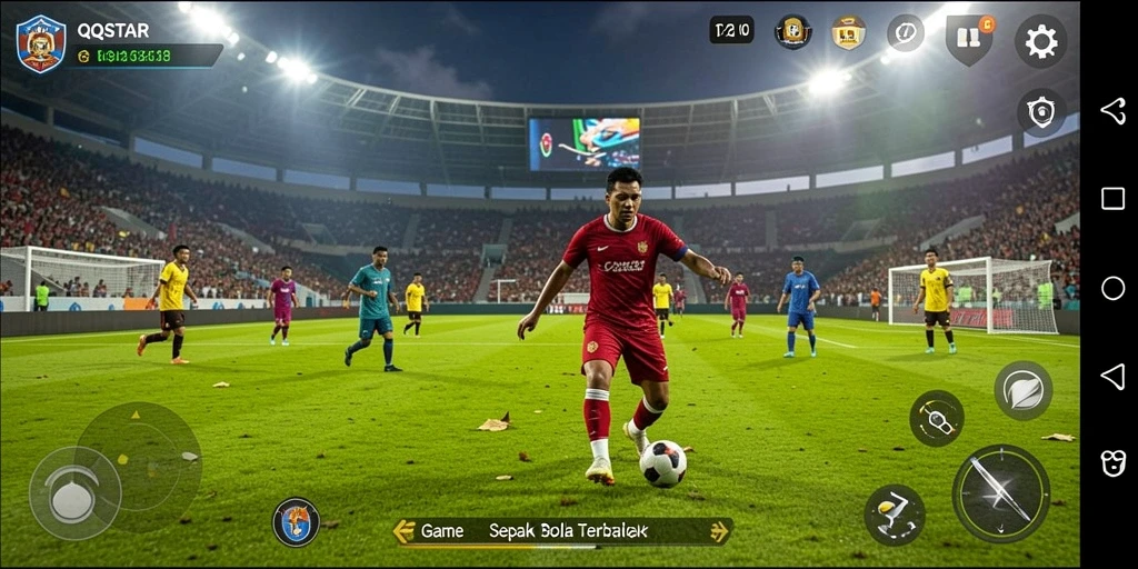 Tampilan gameplay menegangkan dari QQSTAR saat menembak ke gawang.