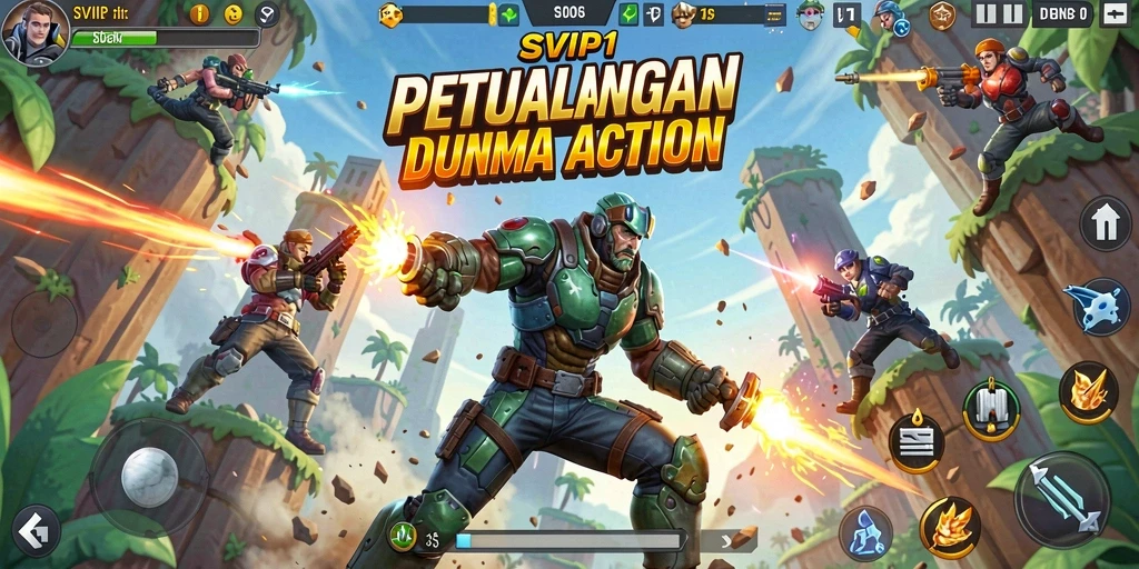 Screenshot gameplay SVIP1 menampilkan aksi pertempuran yang menegangkan.