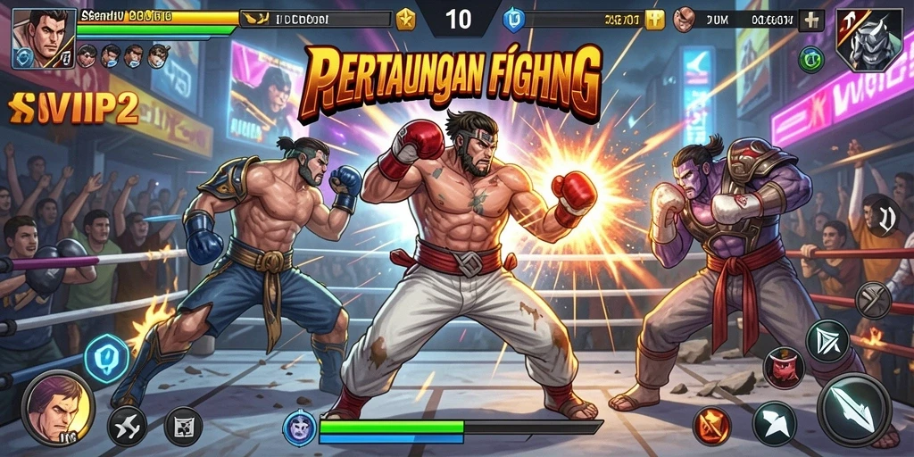 Screenshot menunjukkan pertarungan intens dalam SVIP2 dengan efek visual yang mengesankan.