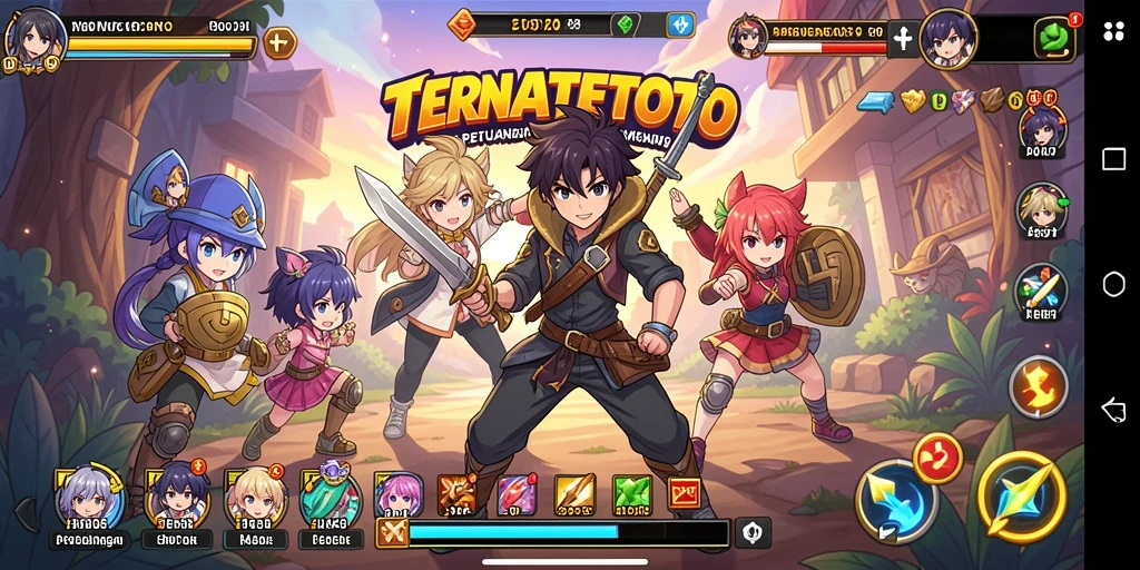 Tangkapan layar gameplay TERNATETOTO yang menampilkan karakter anime beraksi.