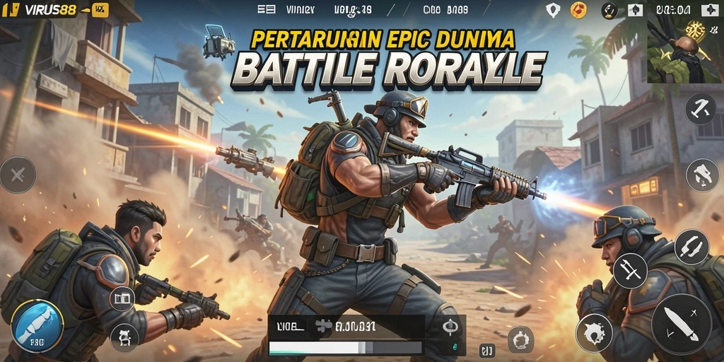 Screenshot gameplay VIRUS88 yang menampilkan aksi seru Battle Royale.